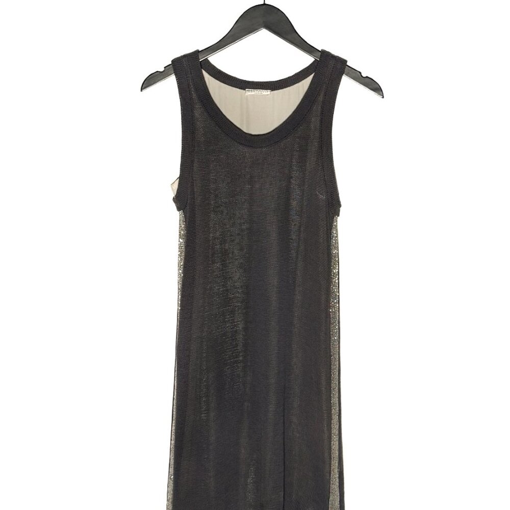 Brunello Cucinelli Grey Knit Monili Side Band Layered Sleeveless Dress